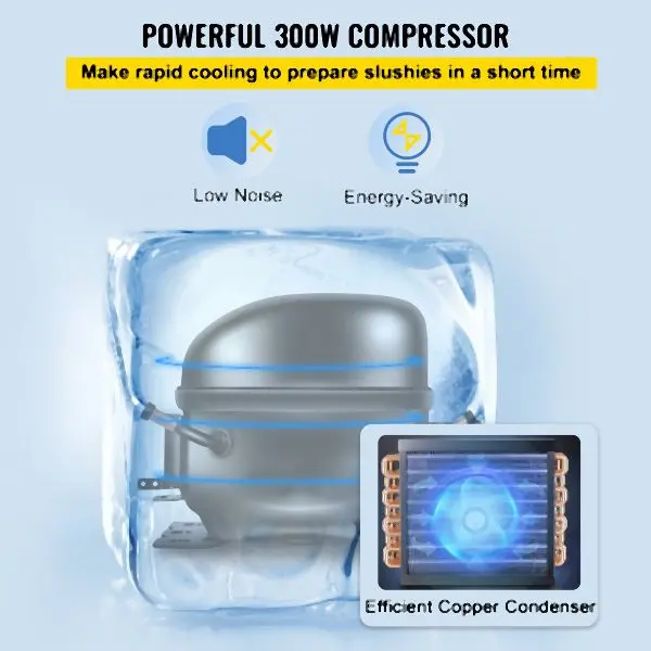 VEVOR UL-Listed Commercial Slush Machine Frozen Drink Slushy Making Machine 6L/1.6 Gals, GSJBXR16L110V8GNXV1