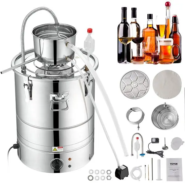 VEVOR Alcohol Still, 15 Gal 50L Water Alcohol Distiller, DLNTZLQYYS50LEHB5V4