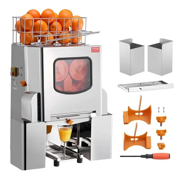 VEVOR Commercial Bright Orange Juicer Machine, 120W Automatic Juice Extractor, 19.5" Length, TSZDJLCZJBZD8NYZYV1