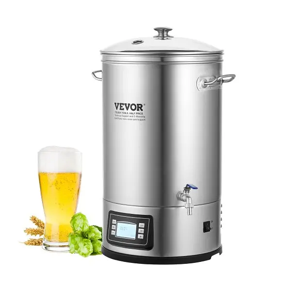 VEVOR Eco-Friendly Electric Brewing System, 8 Gal Brewing Stock Pot, All--One Home Beer Brewer, 304 Stainless Steel Brewin...