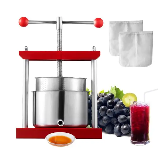VEVOR Heavy-Duty Fruit Wine Press Manual Press Wine Making 0.8 Gal/3L Stainless Steel, GJYZJHSBXGT3L4VBDV0