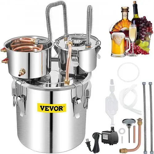 VEVOR Industrial-Strength Moonshine Still Water Alcohol Distiller 13.2Gal Thumper Keg & Water Pump, ZLQSLNTDBM50LUIFKV1