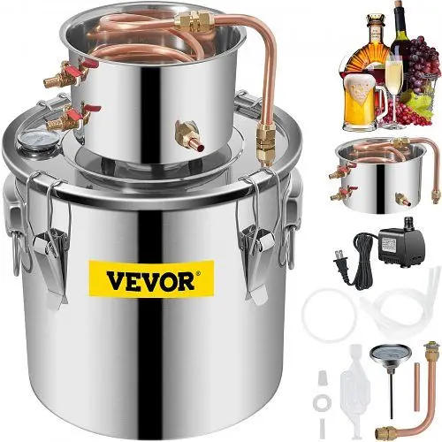 VEVOR Quick Moonshine Still Distillery Kit 5.5Gal Whiskey Distilling Kit Water Pump, ZLSJ5GALDTDB00001V1