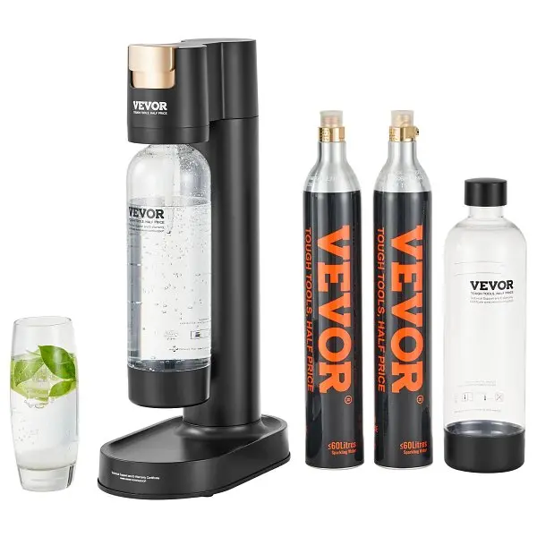 VEVOR Specialty Sparkling Water Maker, Seltzer Water Starter Kit 2 BPA-free 1L PET Bottles, 2 CO2 Cylinders, SDSJHCO2QP1LO...