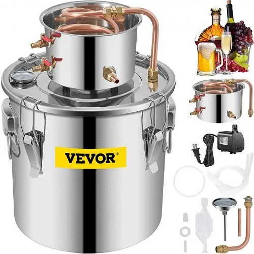 VEVOR Wide Moonshine Still Distillery Kit 9.6Gal Whiskey Distilling Kit Water Pump, ZLSJ8GALDTDB00001V1