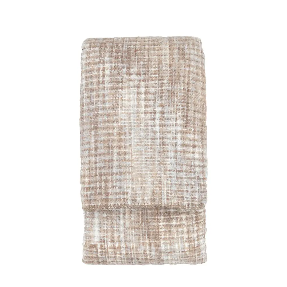 Woven Natural Faux Mohair Sherpa Throw