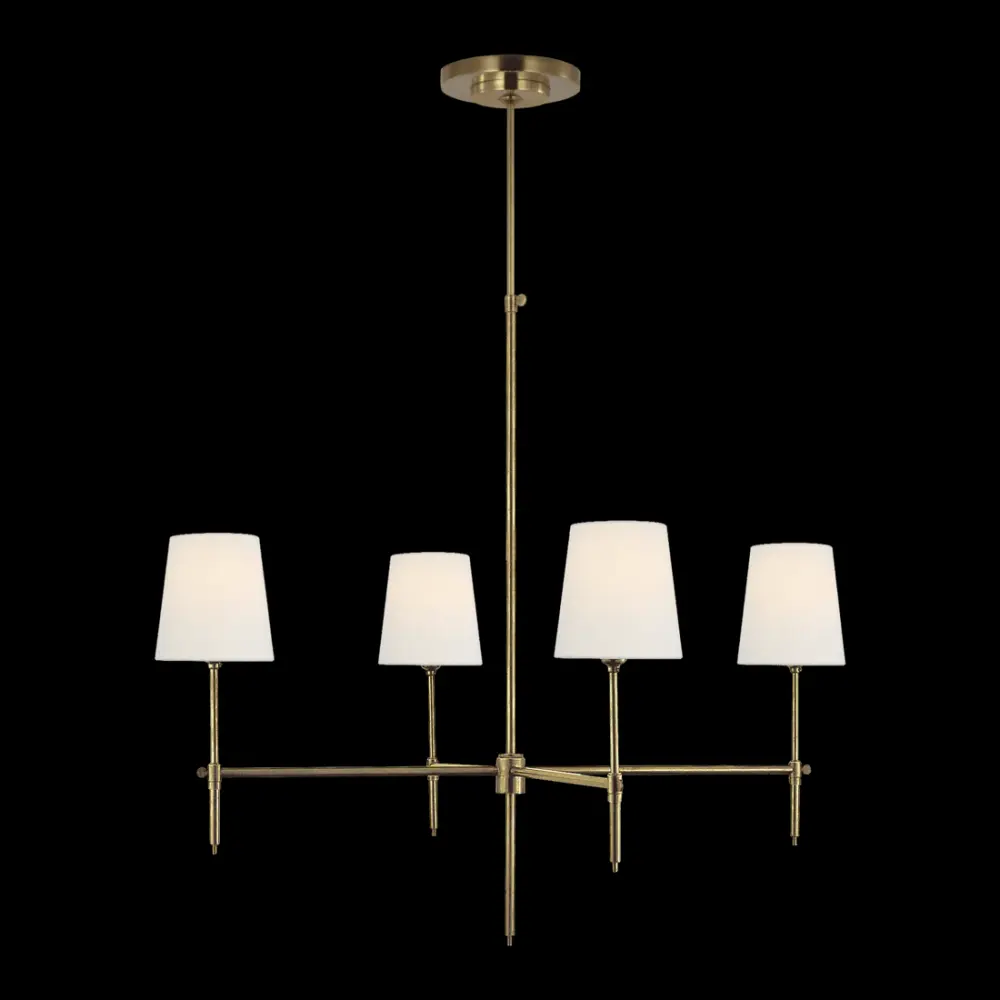 Bryant Large Chandelier - Antique Brass Flax Shades