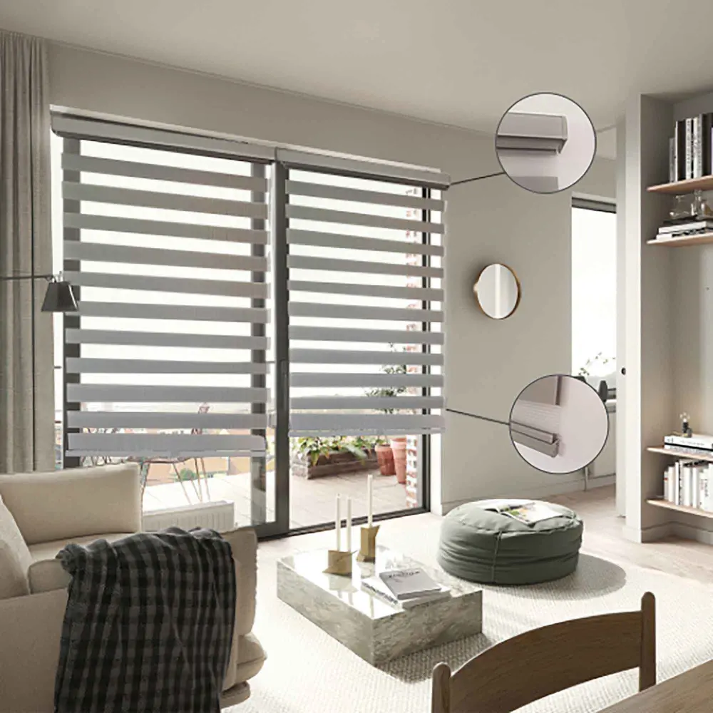 Cordless Grey Modern fabric Blind, 72" x 84''