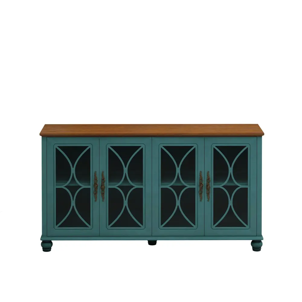 Elegant 4 Door Cabinet Tempered Glass Doors