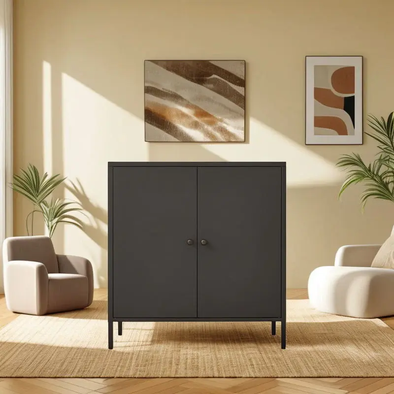 Kitchen Buffet Server Table Accent Sideboard Cupboard Server Buffet Console Table Doors Cabinet - Ebony