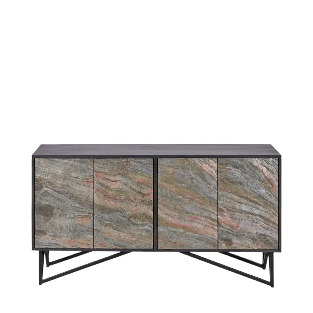Venti Sideboard - Ebony Mango Wood & Stone Veneer