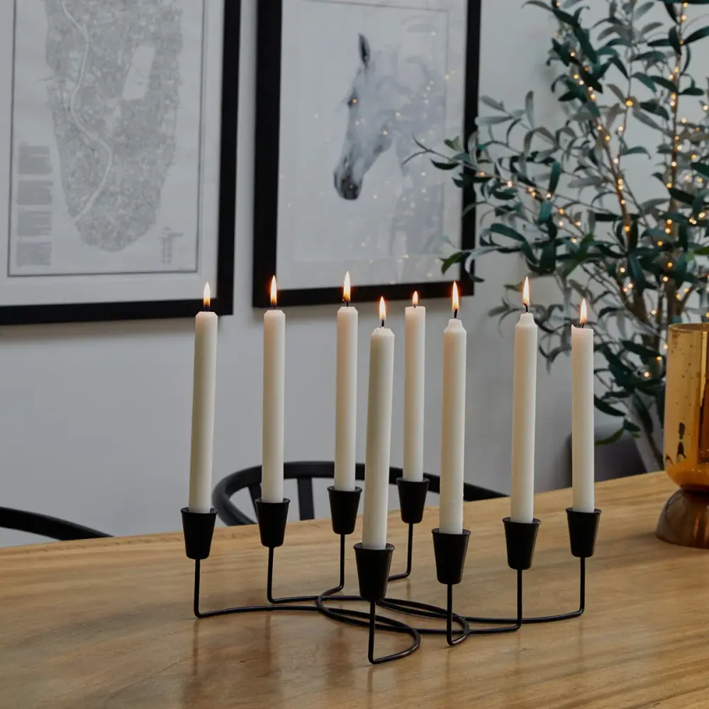 Circular 8 Piece Candle Holder - Ebony