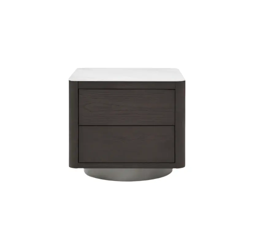 Coin Bedside Table - Smoke Oak