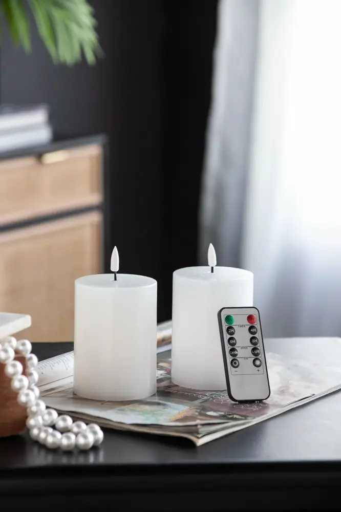 LED Candles Wick And Remote Control Timer place 2) - White
