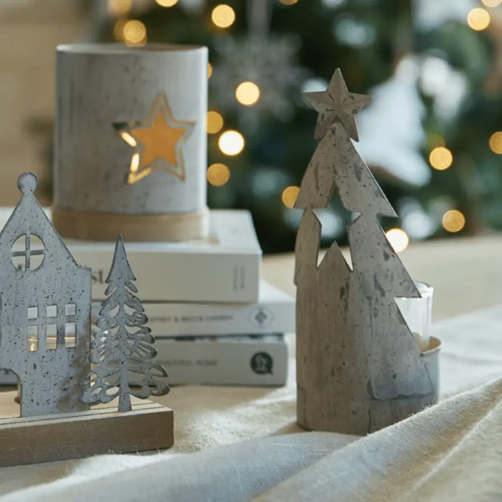 Rustic All-metal Star Tree Candle Holder