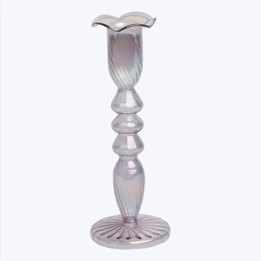 Tulip Glass Candlestick, Plum