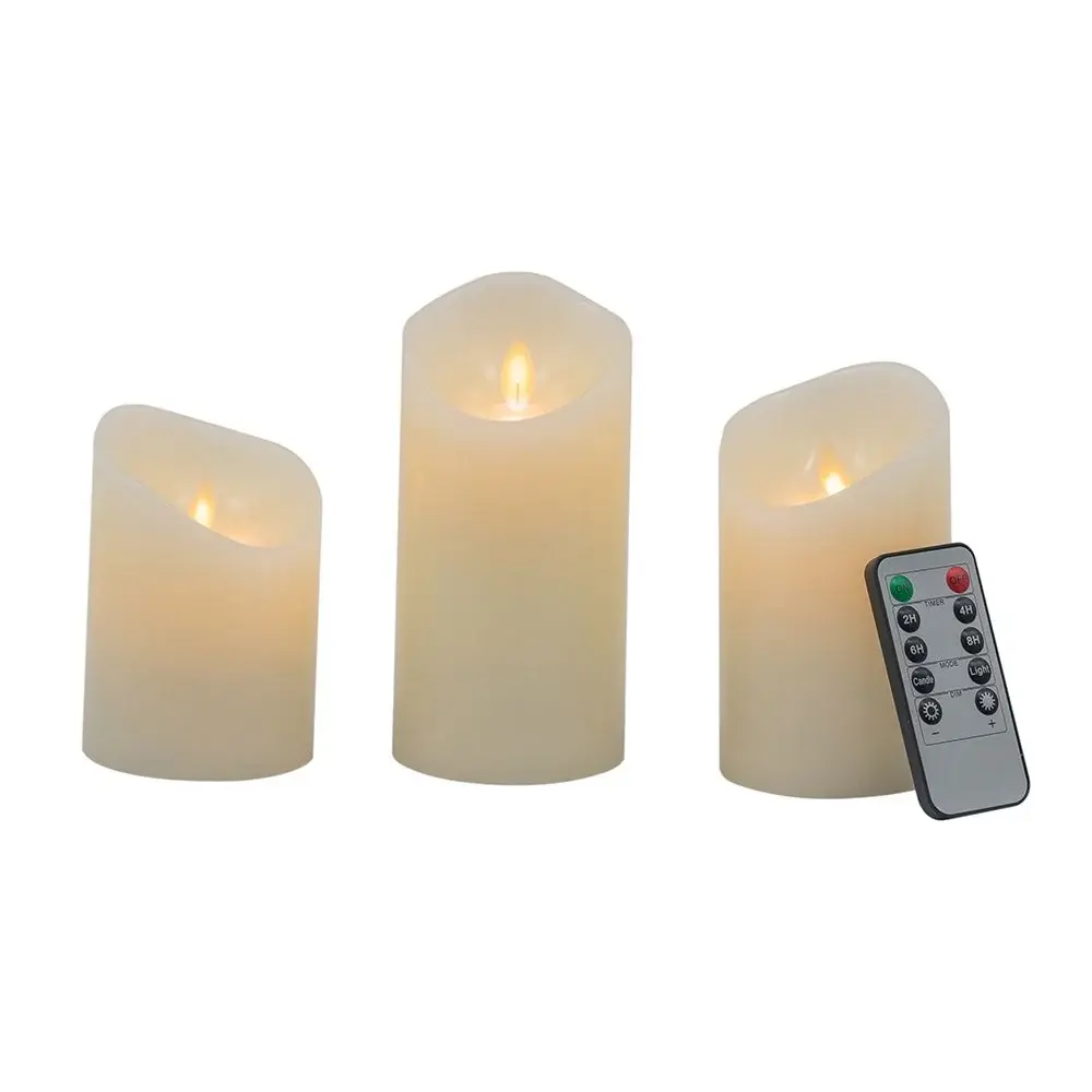 Flickering LED Candles Remote Timer place 3) - Ivory