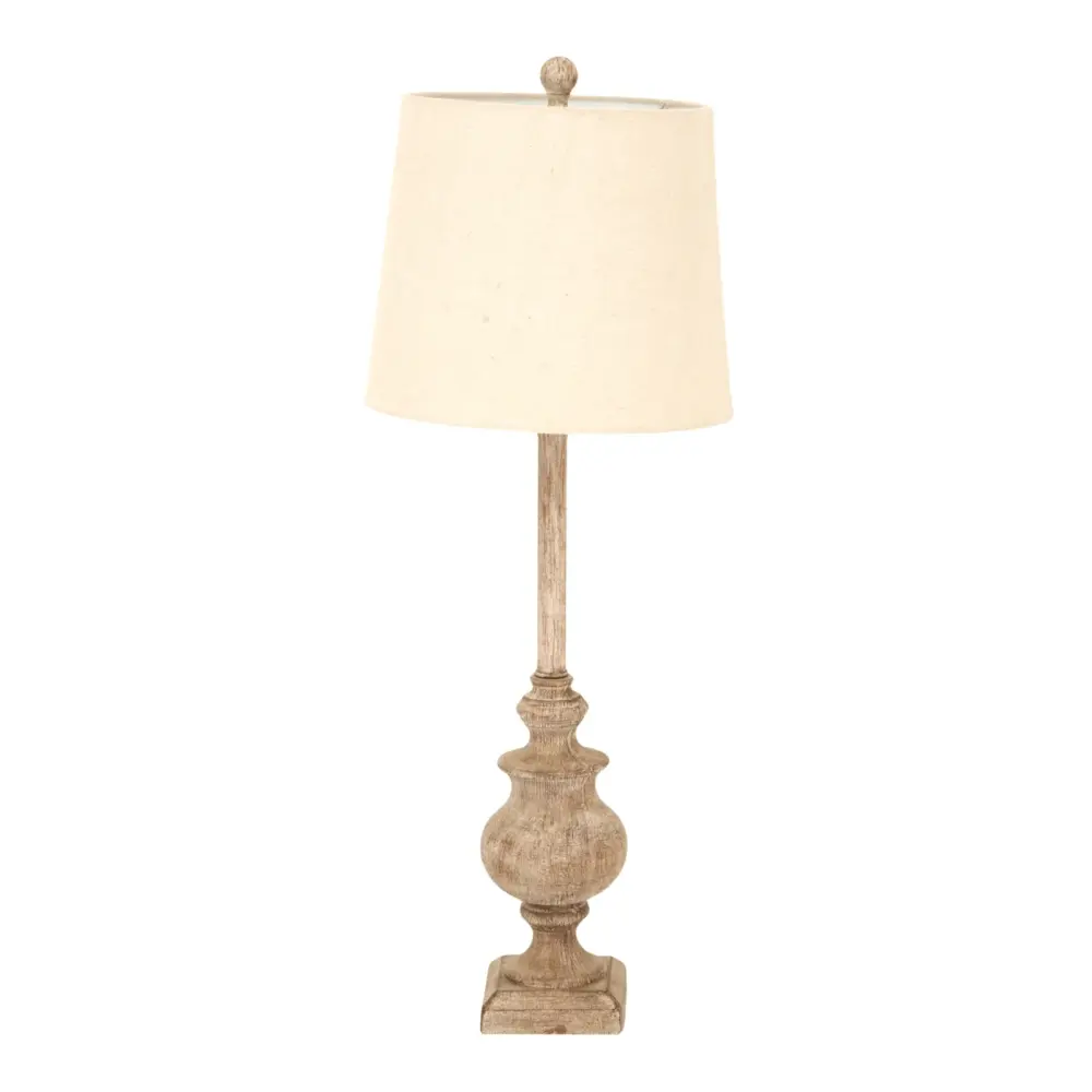Chiaro Candlestick Table Lamp Flax Shade - Brown