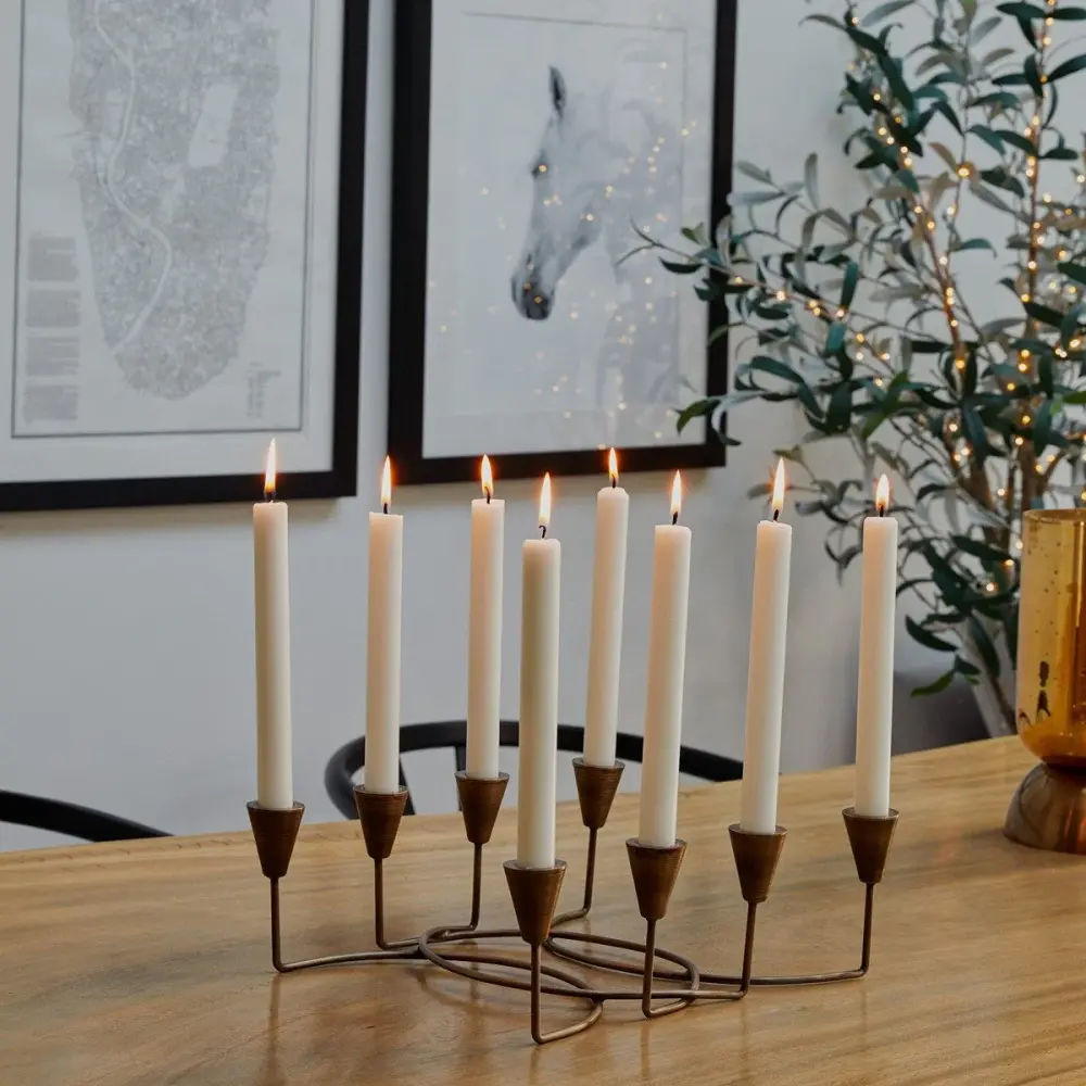 Circular 8 Piece Candle Holder - Antique Copper-brown