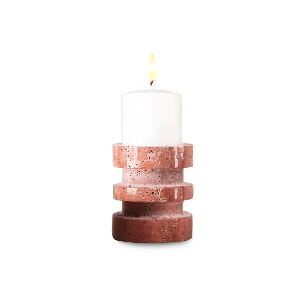 Crimson Rise Miniature Marble Candle Holder - Red