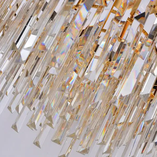 Gelaagde kroonluchterlamp Sleek kristal 8 hoofden Amber hangende hanglamp voor woonkamer