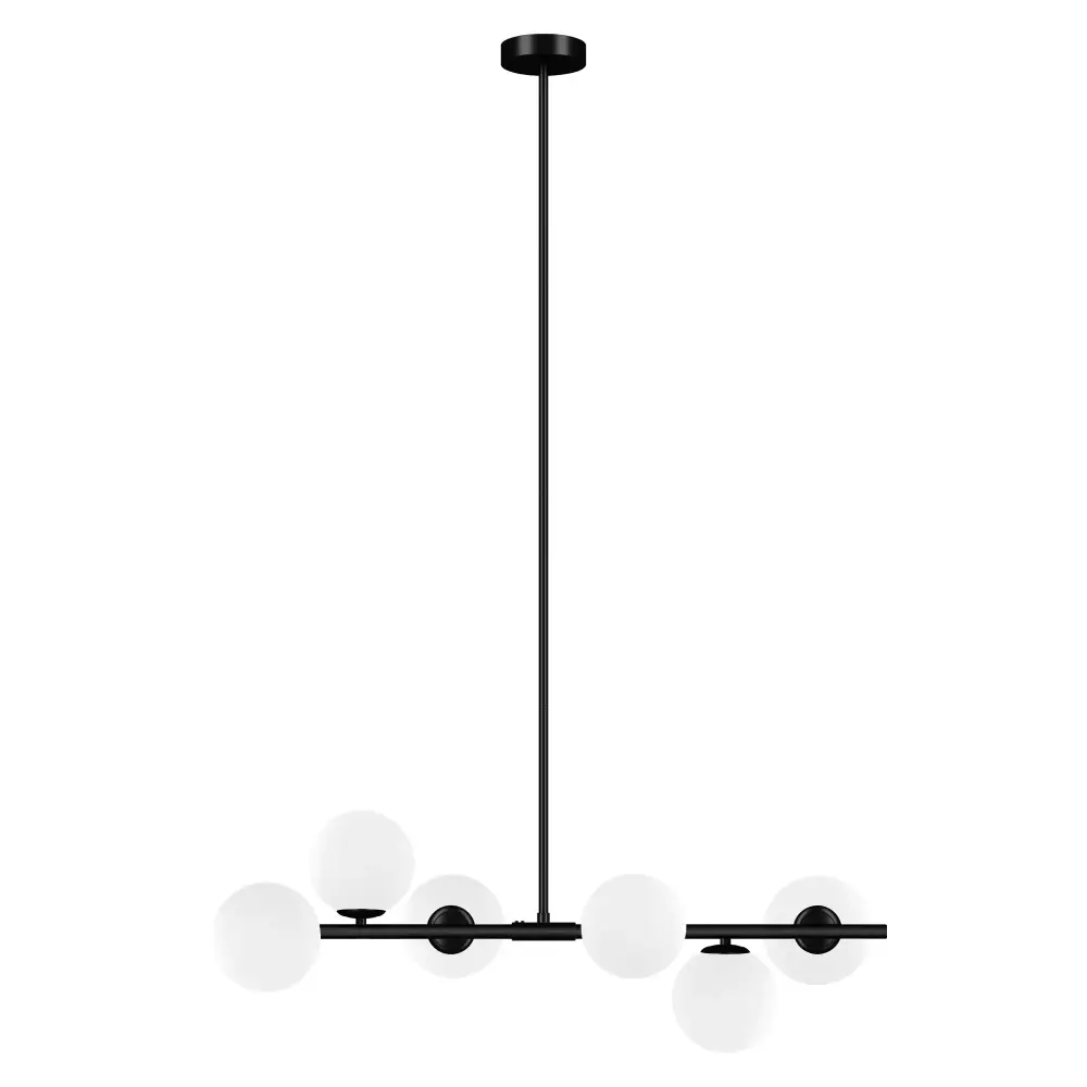Nimbus 6-light Modern Liner Milky White Glass And Metallic Chandelier Living Room/dining Room #29009