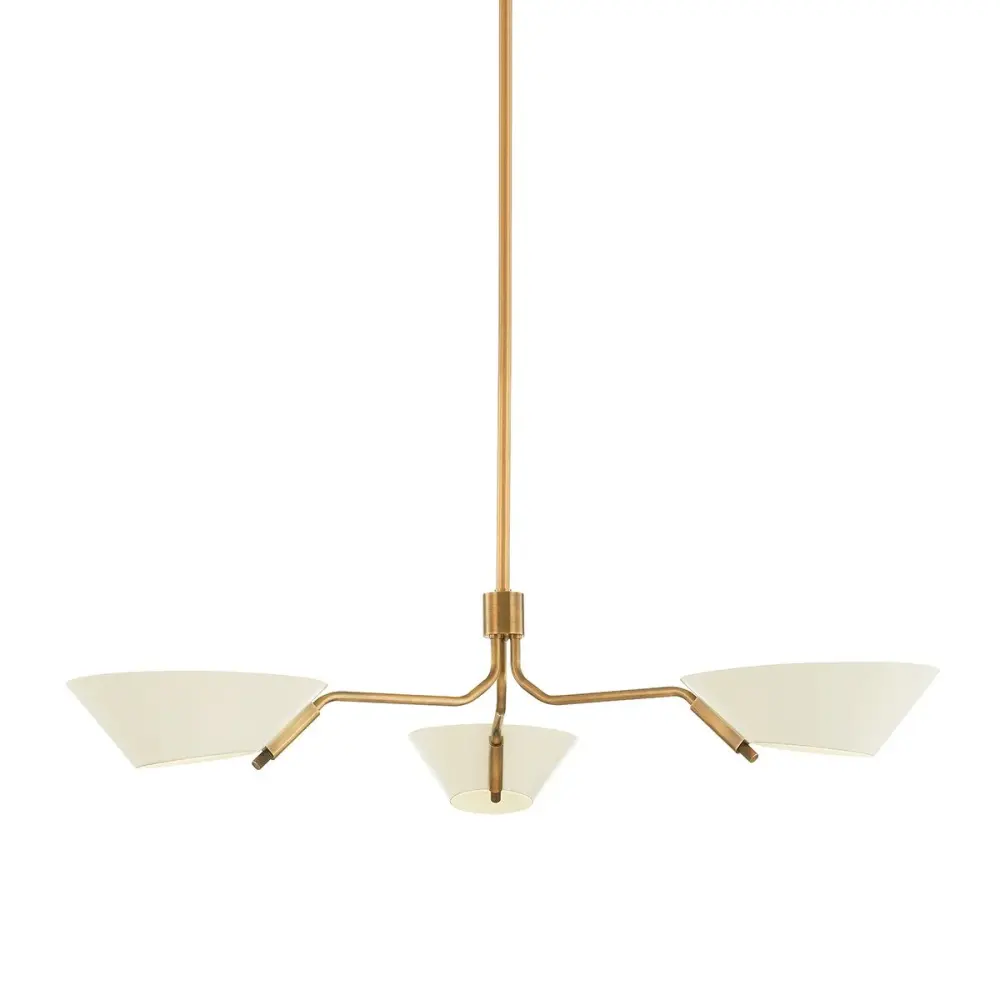 Sacramento 3 Light Chandelier - Patina Brass & Smooth Sand