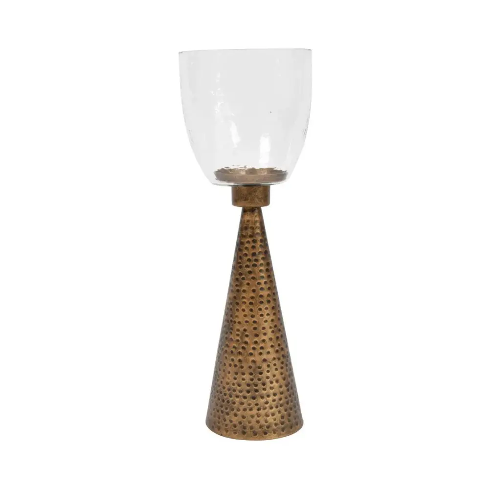 Sandbanks Sizable Table Hurricane Lantern - Rustic Gold