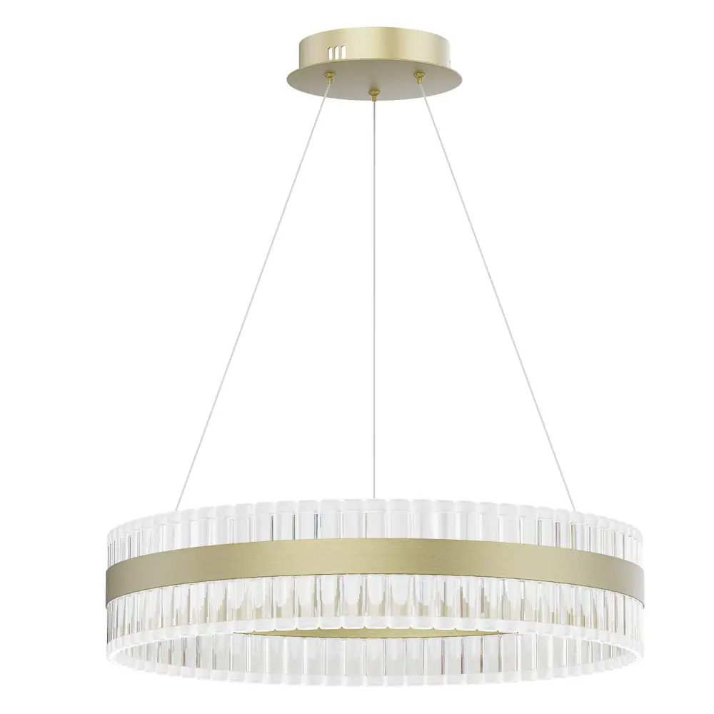 Soft-touch Gold Crystal Drum Shaded LED Chandelier Dining Room#29005