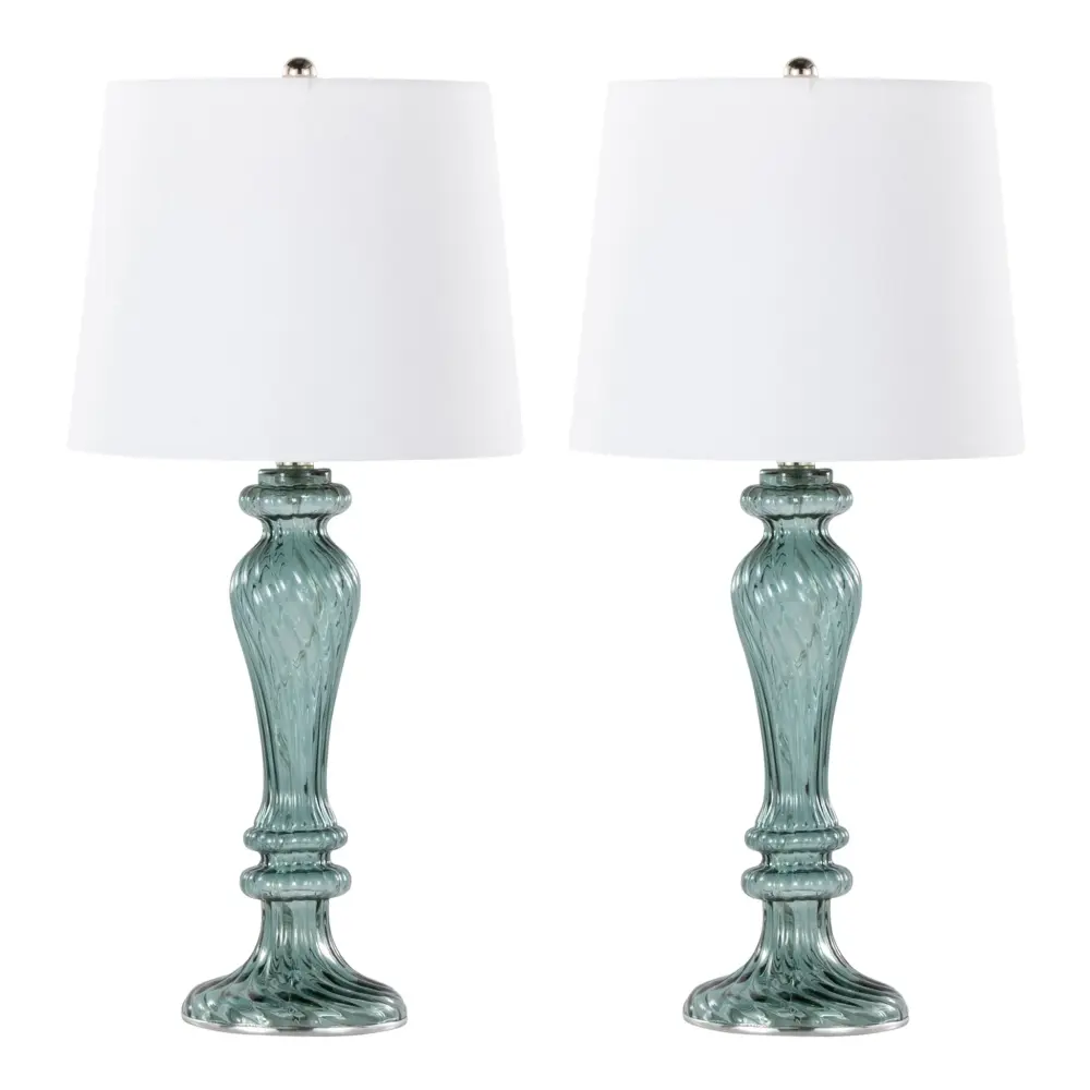 Windsor - Contemporary Table Lamp place 2) - Clear Turquoise / Off White