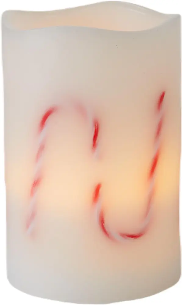 Candy Cane Flameless Pillar Candle-4x6