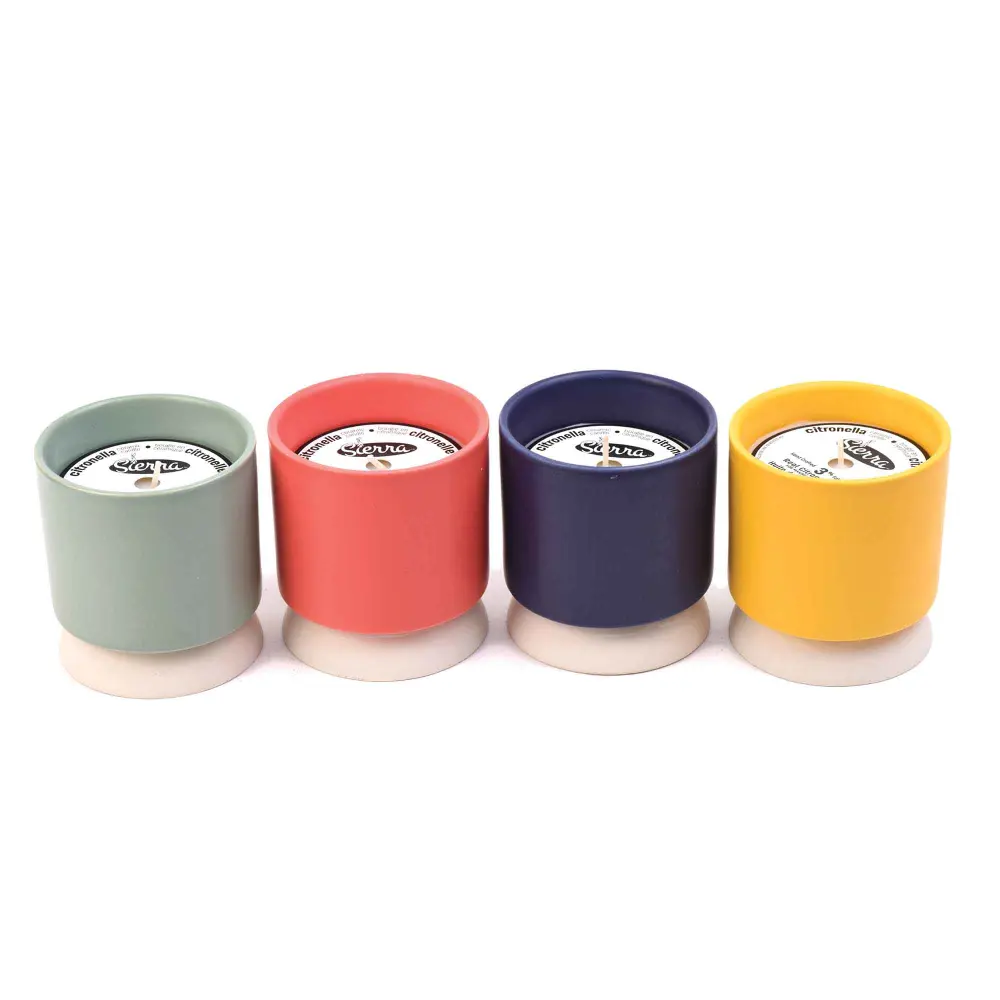 Citronella Candle Stoneware Pot, Choice between 4 Colors