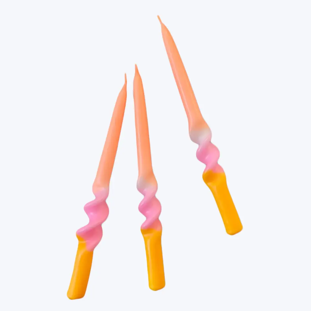 Dip Dye Twisted Taper Candle Place - Valentine Promise