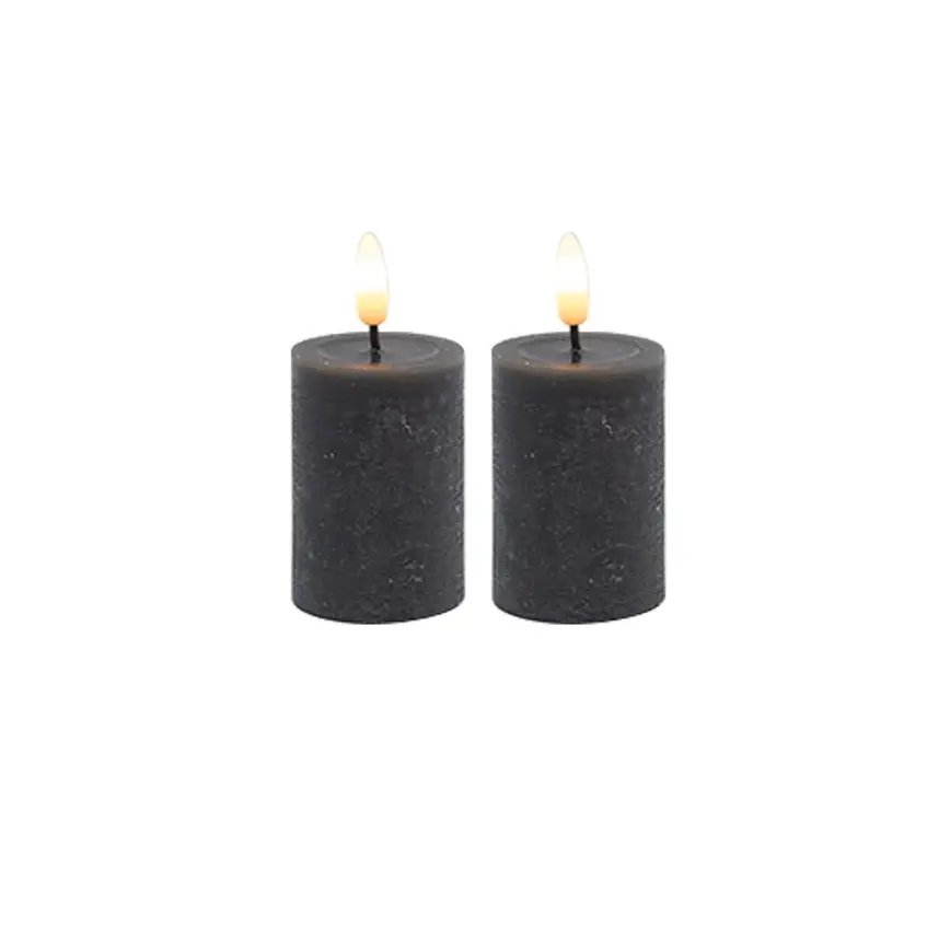 Flameless Pillar Candles, Charcoal