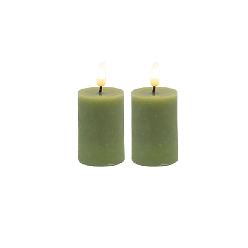Flameless Pillar Candles, Emerald