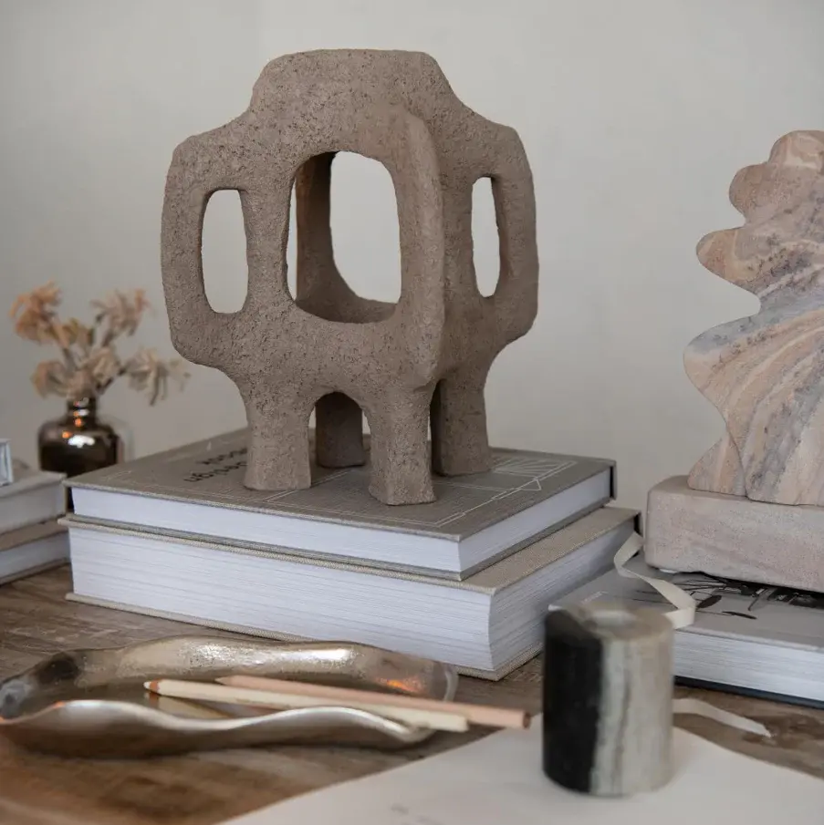 Marble Taper Holder, Ebony Melange