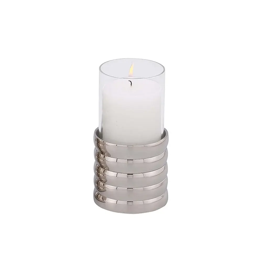 Modest Pillar Candle Holder - Ribbed Nickel Plated