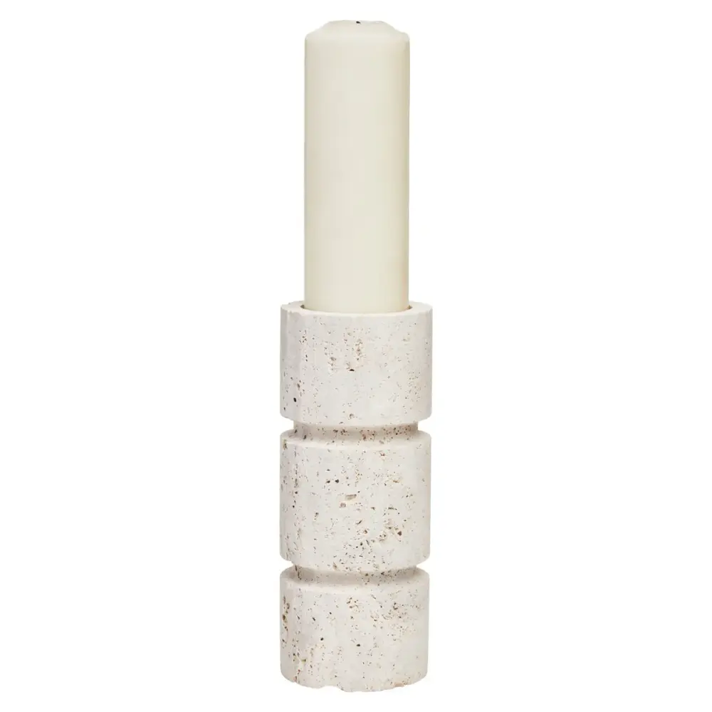 Tibor Compact Candle Holder - Travertine