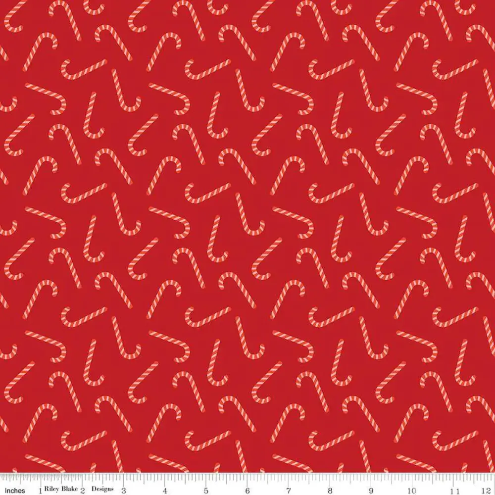 Riley Blake Designer Flannel Cherry Candy Cane Fabric F16526 Sold bhy Yard