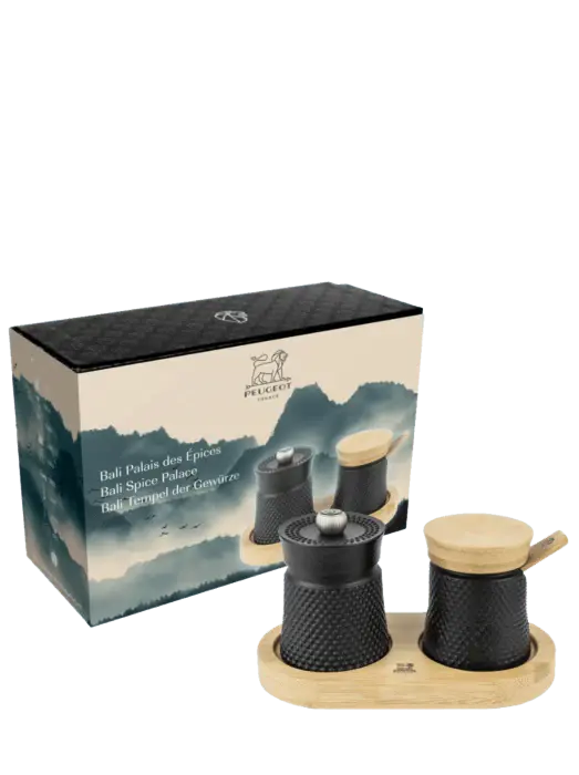 Bali Cast-Iron Pepper Mill and Salt Cellar Gift Box