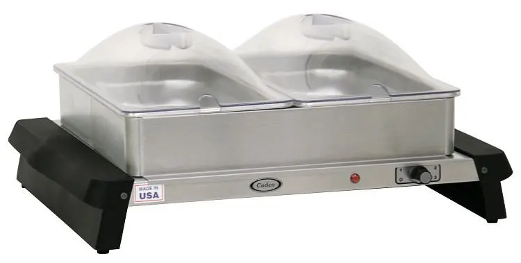 Cadco Expert Small Double Buffet Server Clear Lids, WTBS-23P