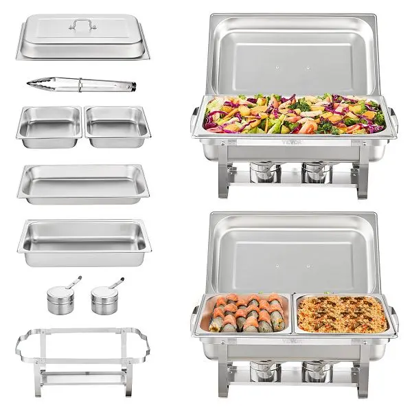 VEVOR 2-Pack Rectangle Chafing Dish Set, ZFXKCLJ28QT120H4XV0