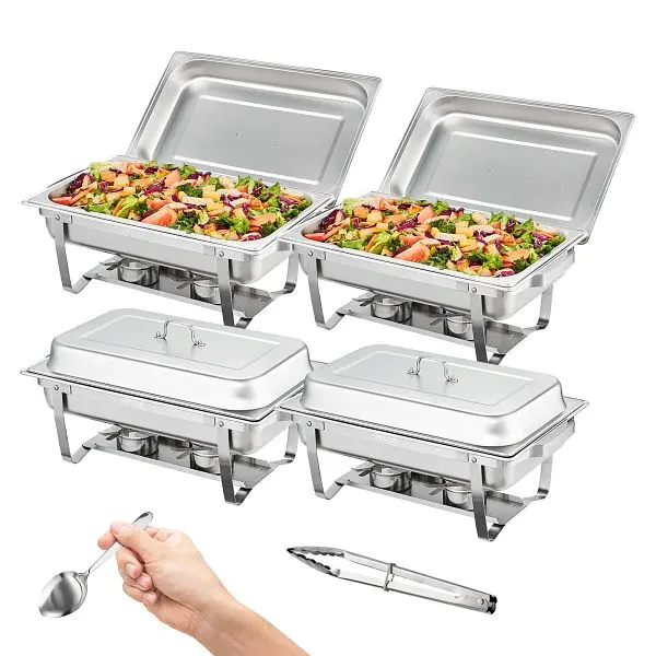 VEVOR 4-Pack Rectangle Chafing Dish Set, ZFXKCLJTZ48QTFA1DV0