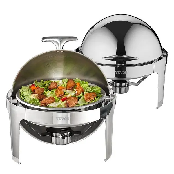 VEVOR Roll Top Chafing Dish Buffet Set, 6 Qt End Capacity, 2-Assortment, QXKCLJTQX26QT6HT8V0