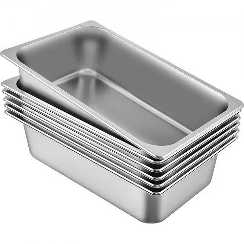 VEVOR Universal 6" Deep Sgroup Table Pan Full Size 20.5 L/21.7 Quart Stainless Steel Anti-Jam 6 Pack, CP20X12X6TZ6000...