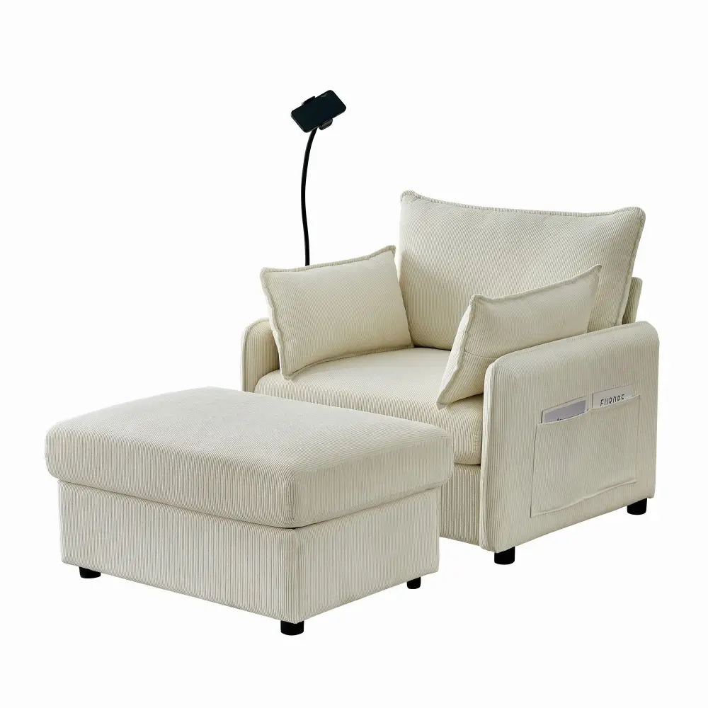 Comfy Oversized Chaise Lounge Chair Ottoman And Storage