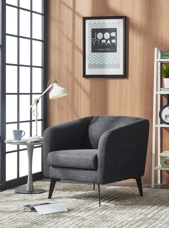 Divani Casa Bannack Modern Rich Grey Fabric Lounge Chair