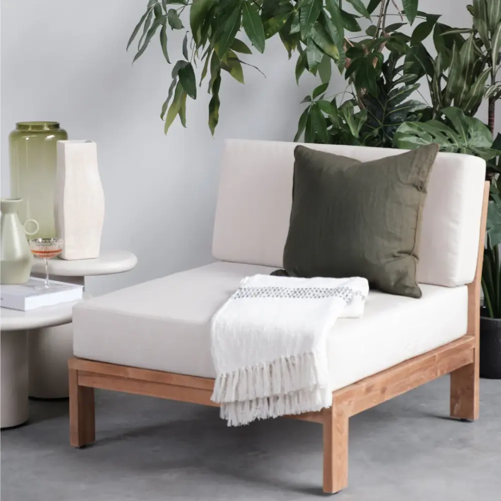 Garden furniture lounge adjust teak - Morris - Middle - Ecru cushions