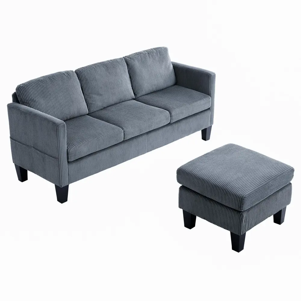 L-Shaped Sectional Sofa Padded Goat hair wool, Space Saving Design Living Rooms & Apartments - Gray