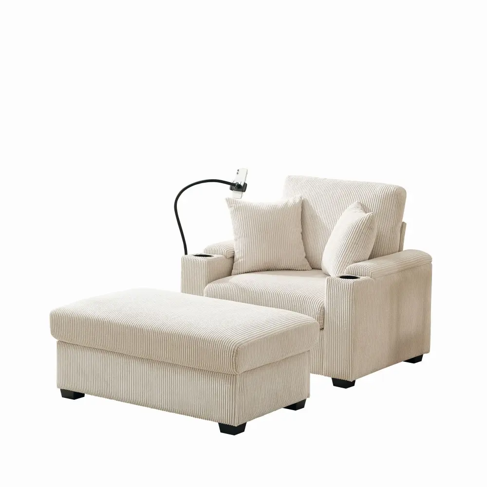 Oversized Chaise Lounge Chair Ottoman And Storage